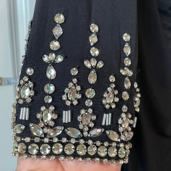 Mac Duggal Women's leena Foldover Long Sleeve Jeweled Midi Dress - Picture 5 of 14